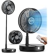 Ventilador portátil dobrável Koonie de 12 polegadas, ventilador oscilante 10800mAh recarregável com bateria com...