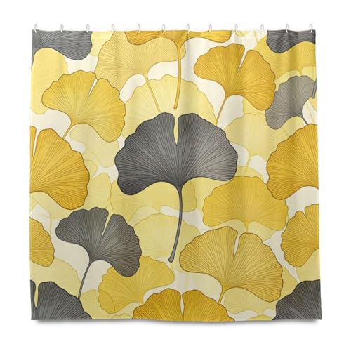 Rideau de douche ginkgo 183x183 cm en polyester lavable résistant à l'eau avec crochets - 2