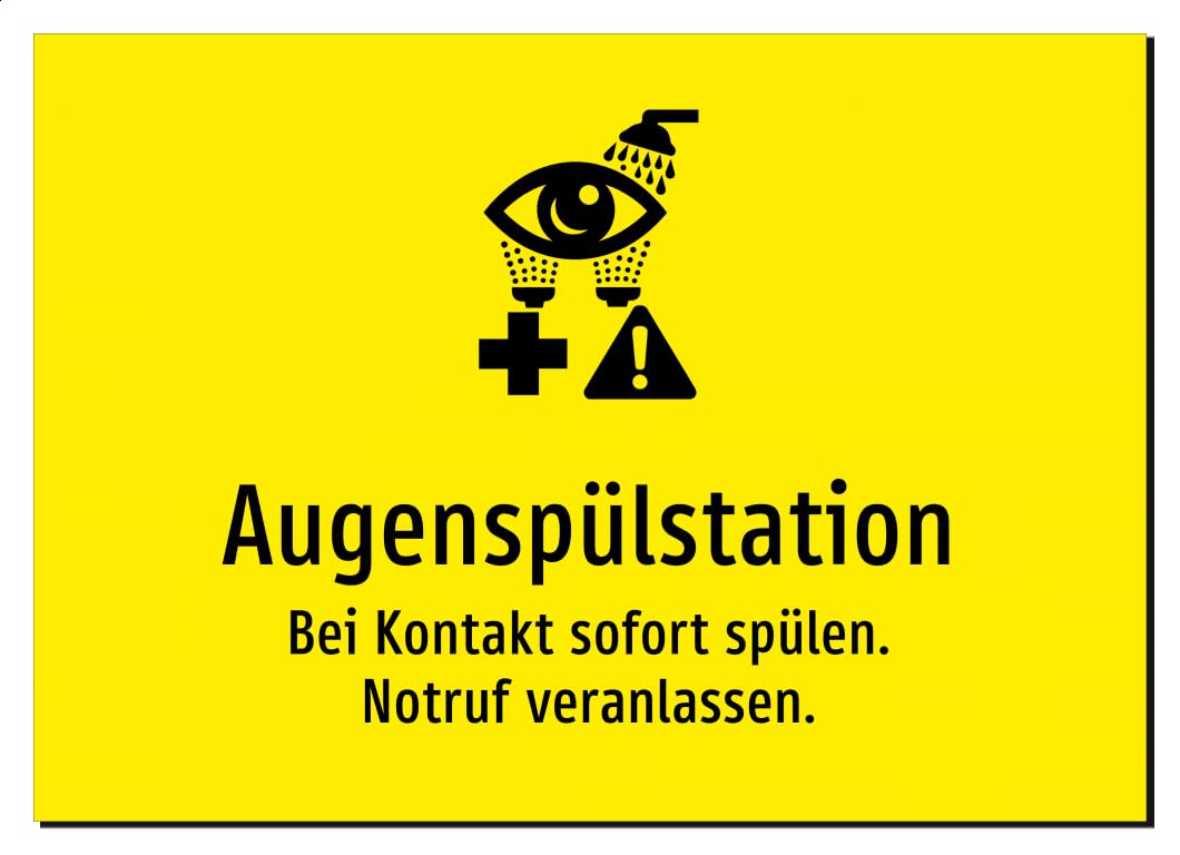 42074-DE-S-08 | Augenspülstation - Bei Kontakt sofort spülen. Notruf