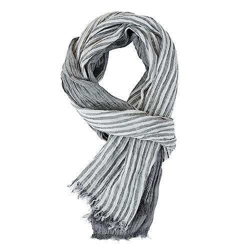 YONKOUNY Schal Herren Weiche Schal aus Baumwolle Herbst Winter Mode Lang Halstuch Herrenschal (Hellgrau)
