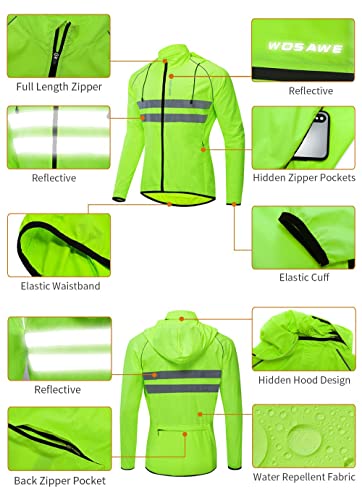 Wosawe BL225-G-00L Packable Cycling Jacket Hooded Running Coat Lightweight Biking Windbreaker thumb #4