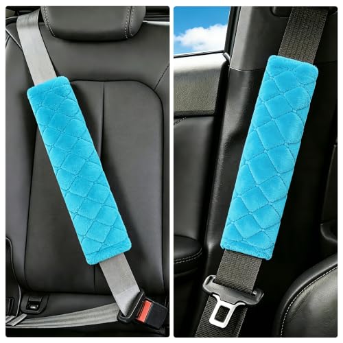 Image of Amooca Soft Auto Seat Belt Cover Seatbelt Shoulder Pad Cushions 2 PCS for a More Comfortable Driving Universal Fit for All Cars and Backpack Blue