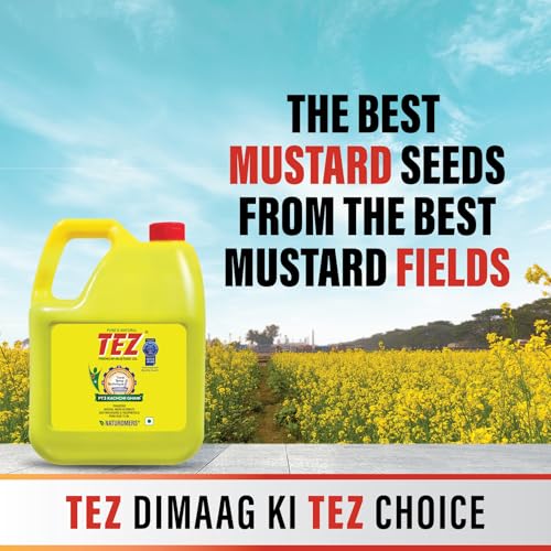Image of Tez Mustard Oil for Cooking 2L | PT3 Kachchi Ghani Sarson Ka Tel | 100% Pure & Natural Oil | Promotes Gut Health with Antibacterial & Antifungal Benefits | Supports Good Health