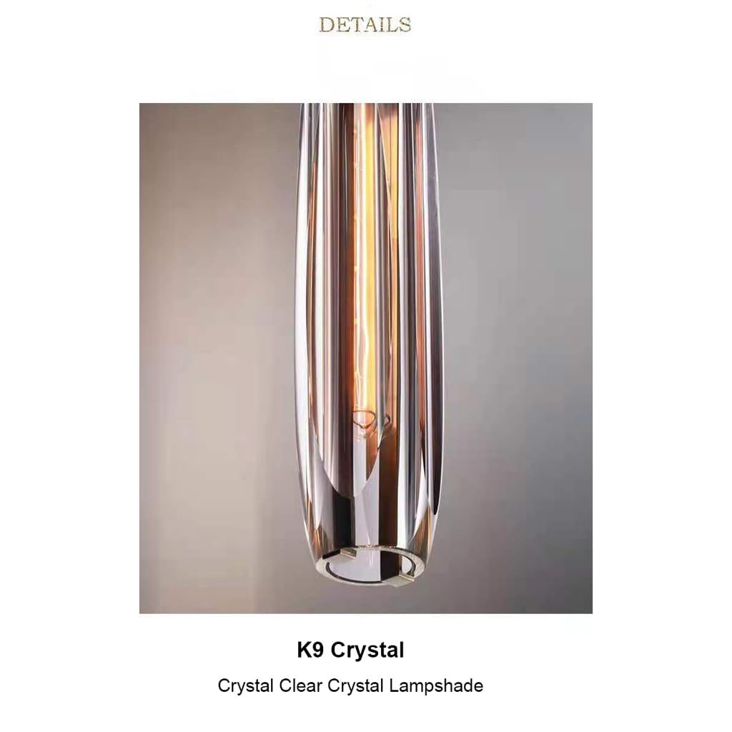Lámpara Colgante de Cristal de Cobre, lámpara posmoderna de una Sola Cabeza, lámpara de Noche con suspensión Moderna, luz Colgante de Techo de Lujo para Dormitorio