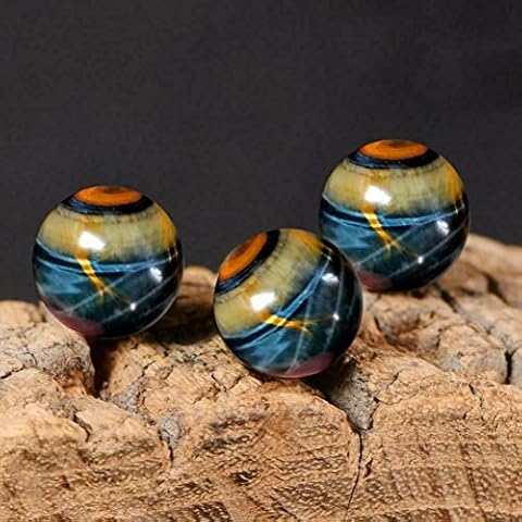 TEAMWILL 2pcs Natural Blue Tiger's Eye Jasper Quartz Sphere Crystal Ball Healing Rock Gifts Cover