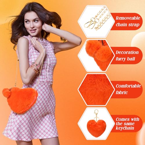 Abbylike Valentines Furry Heart Shaped Purse Fluffy Faux Fur Shoulder Bag Crossbody Handbag for Women Girl4
