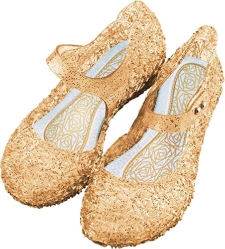 HJD Princess Costumes Jelly Flats Shoes, Toddler or Kids, Cosplay Birthday Party Dress Up Sandals for Little Girls