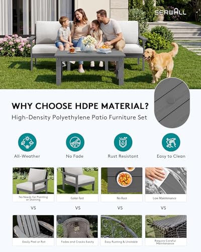Image of SERWALL HDPE Outdoor Couch with Coffee Table