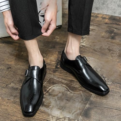 Men Monk Dress Shoes Comfort Orthopedic Uniform Classic Slip On Calfskin Leather Office Anti-Slip Non Slip Resistant Shoe Breathable3