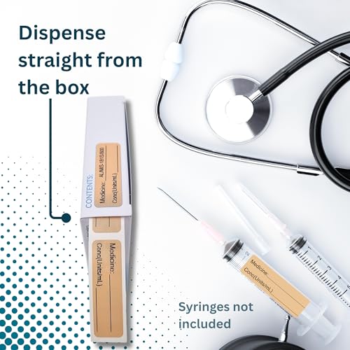 Image of Salmon Medicine Syringe Labels (Units /mL) - 800 Medication Labels Stickers, 12mm x 40mm, for Hospitals, Pharmacy & Vet