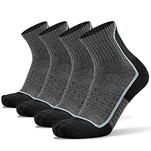 Socks Daze Ankle Wool Sport Socks For Women Hiking Men's Wool Blend Moisture Wicking Cushioned Outdoor Athletic Socks For Running Camping Trapping Trekking, Medium, 4 Pairs Black #TOP16