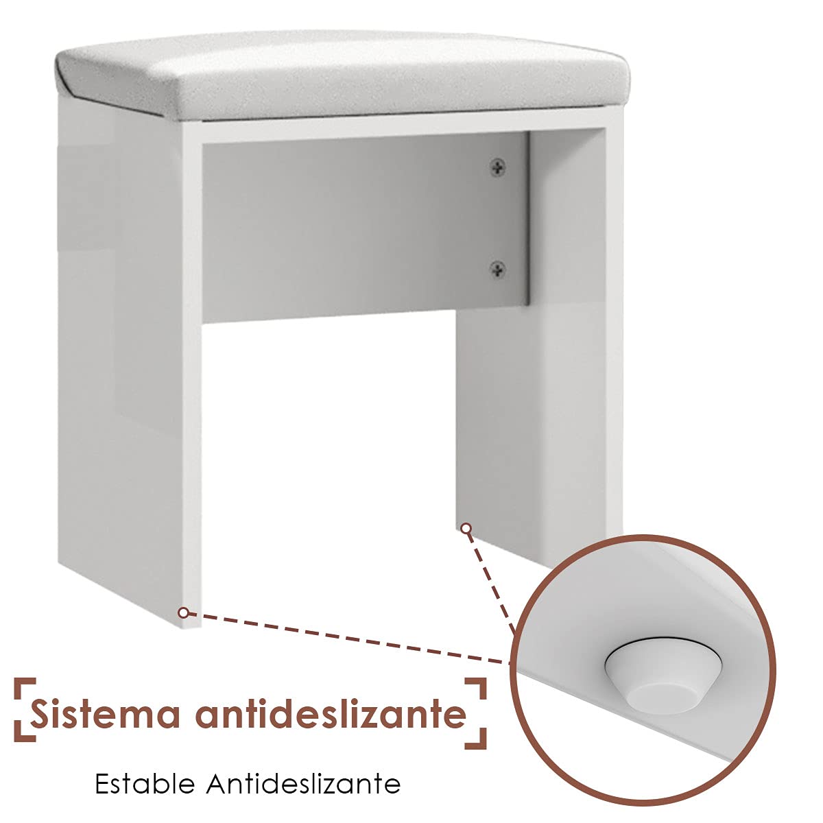 SONNI Mesa Maquillaje con Luz con Espejo y Taburete, Tocador Maquillaje con Luz, Tocador Blanco con 4 Estantes,108x40x140cm