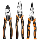 Pliers Set of 3 PCs, 8-inch High Leverage wire cutters 10-inch linesman plier 9-inch Needle Nose Pli