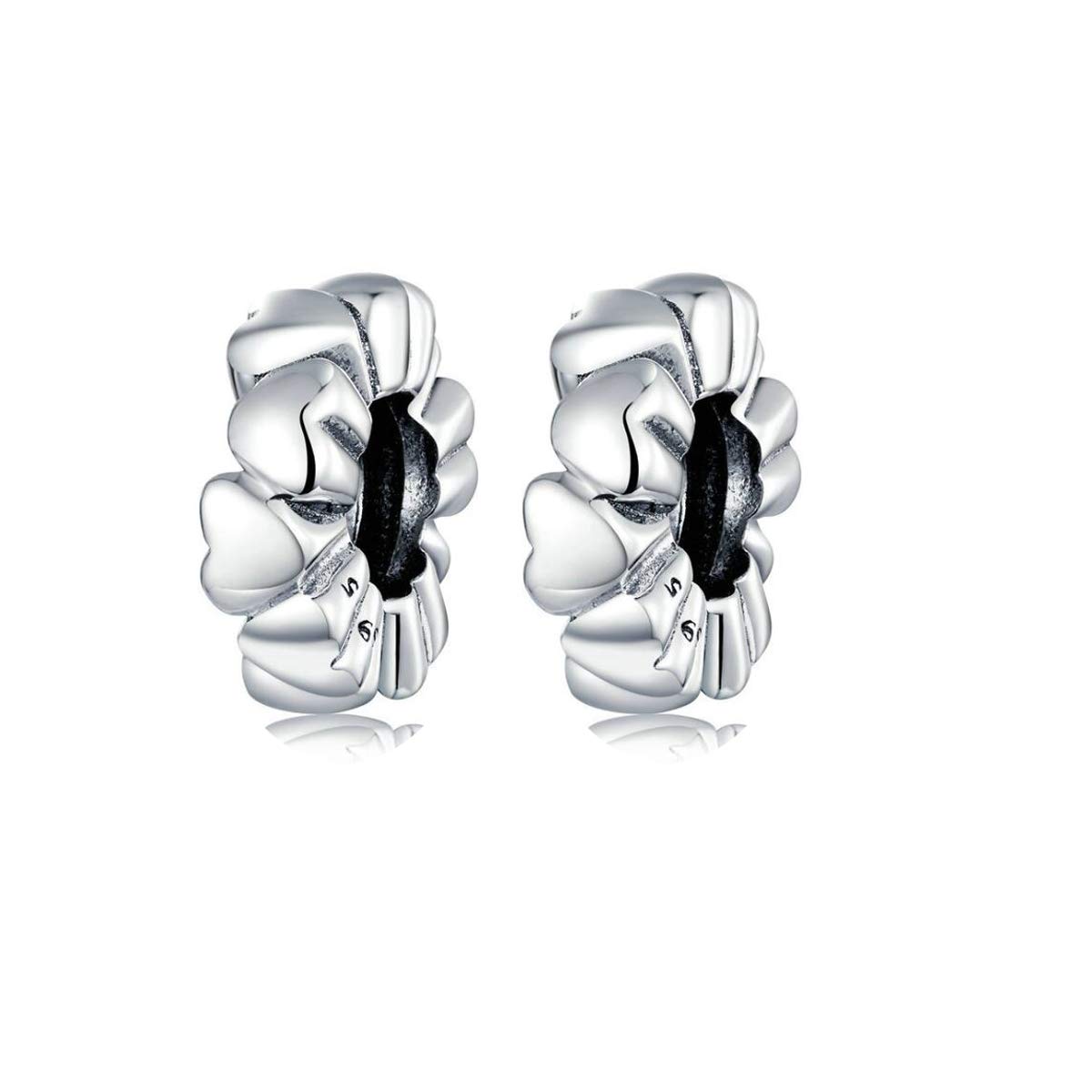 NbrandZiNuo Charm Beads 925 Sterling Silver I Love You Forever Charms 2PC Stoppers Beads Spacer Charms for Pandora Bracelet