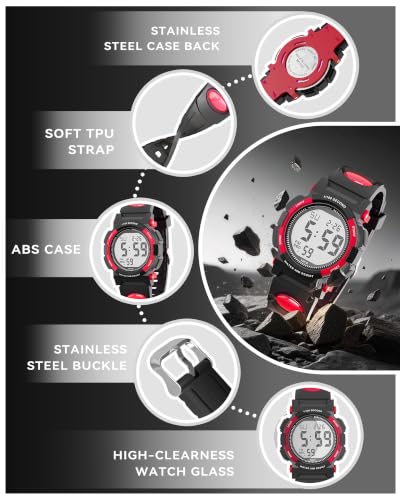 Image of Edillas Kids Digital Watch 7 Colors 50M Waterproof Sport Alarm Boys 7-15