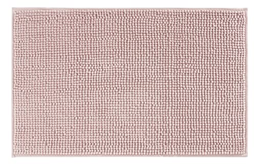 Baroni Home Tappeto da Bagno a Pelo Lungo Antiscivolo, Tappetino Lavabile in Lavatrice in Ciniglia con Fondo Antiscivolo, Assorbente d'Acqua per Vasca, Doccia e Bagno 50x80 cm, Rosa