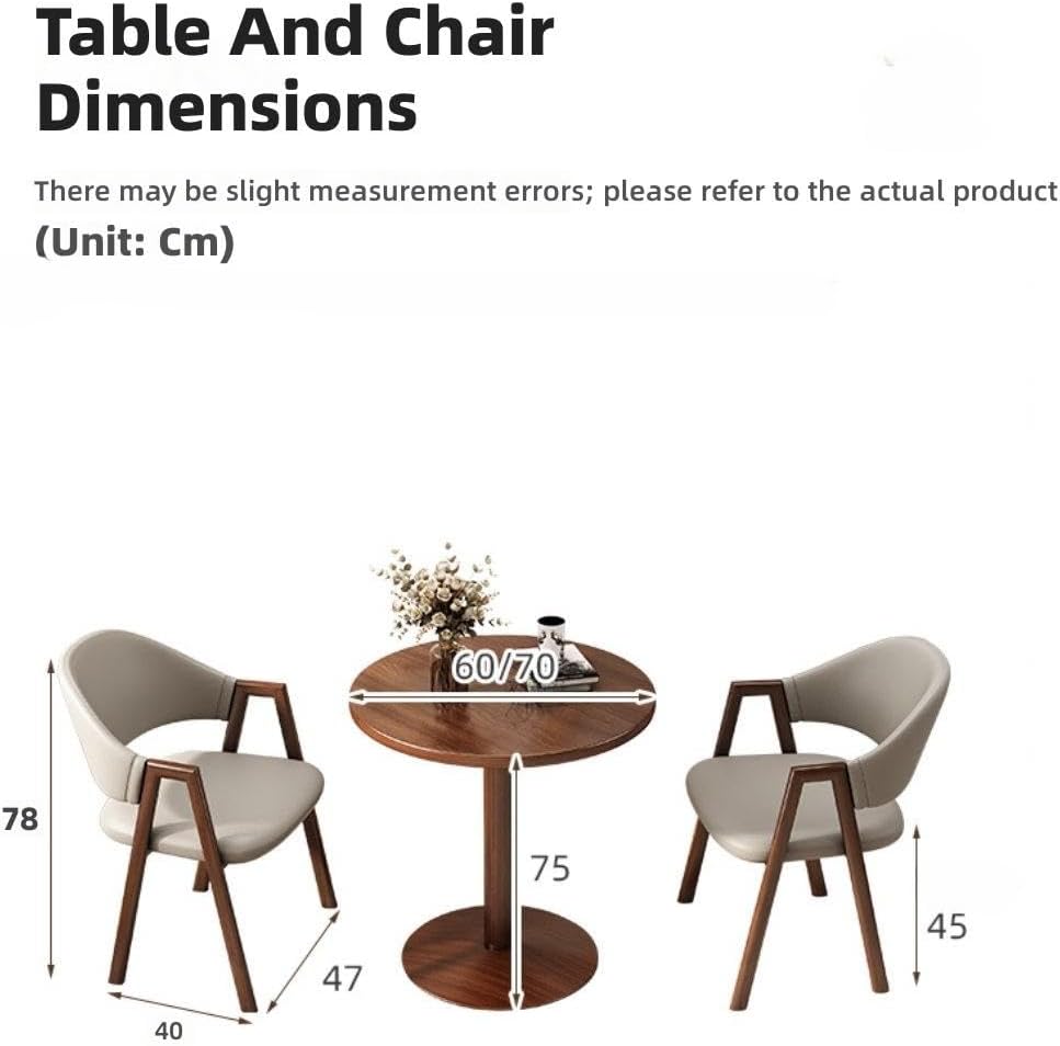 Round Reception Desk with 2 Chairs, Walnut Grain Office Conference Table with Chair Set, Small Reception Desk for Small Spaces, Business Coffee Dining Table and Chairs