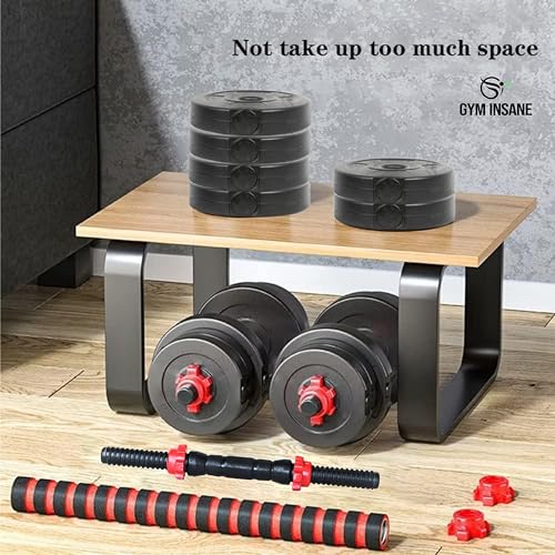 Image of 3 In 1 Gym Combo Adjustable Dumbbells Set,14 inch Dumbbell Rod,15.5 inch Connector 10 Mm Eva Foam, Star Nuts Kit For Home Gym Workout. (10 Kg, Add Gloves), Black