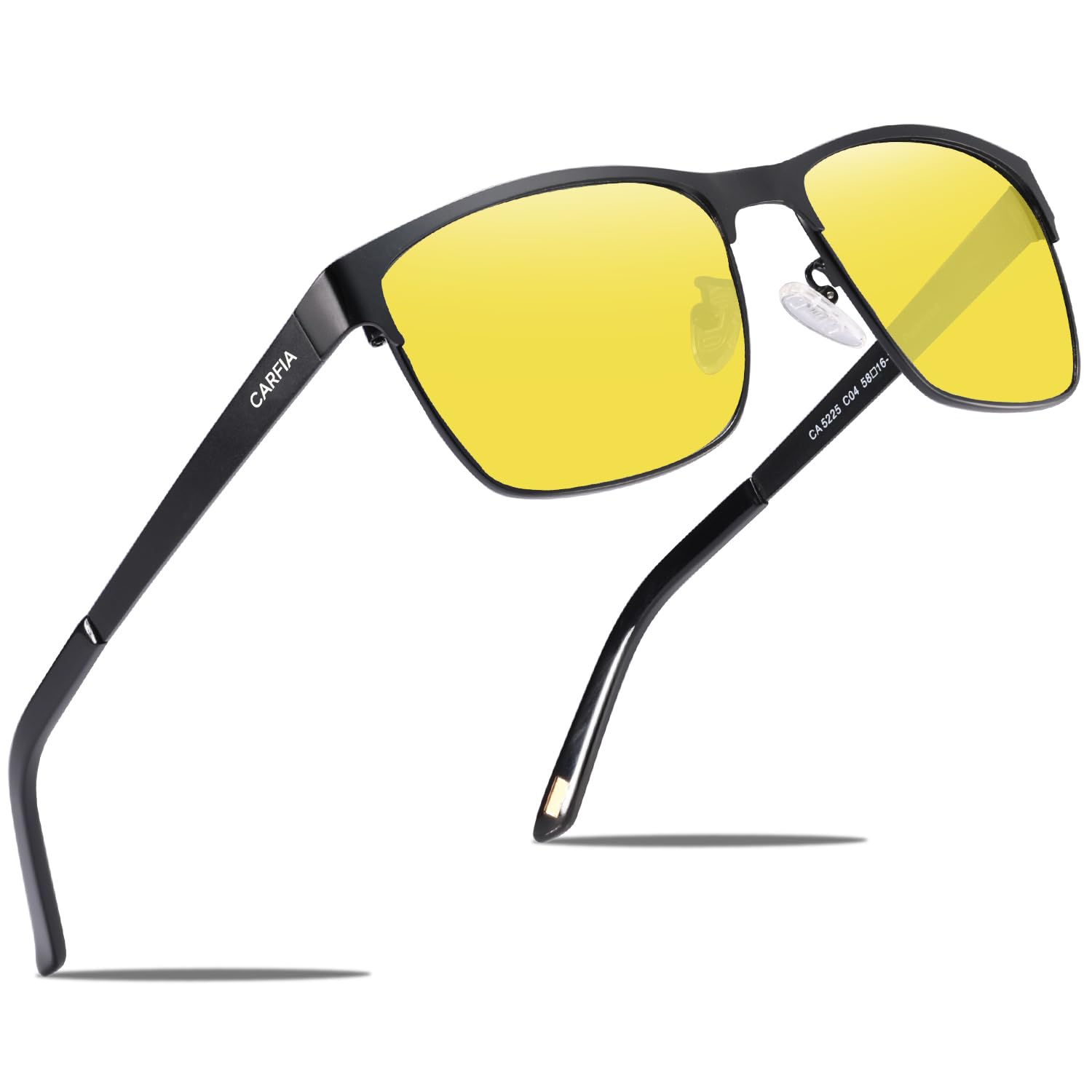 CARFIA Polarisierte Herren Sonnenbrille Metallrahmen UV 400 Fahrerbrille | Guter UV-Schutz, Sportbrille, Kategorie 3 Linse, Verstellbare Nasenpads, Nicht Drücken, Nickelfreie Metall, Stylisches Design