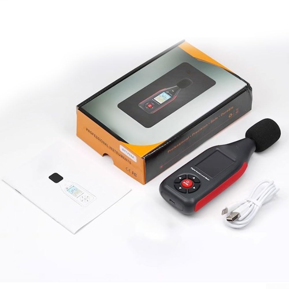 Misuratore di livello sonoro, 30 – 130 dB, digitale, con allarme LED a 3 colori, registrazione dati 43000, display LCD, per rumore industriale domestico