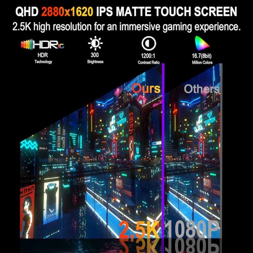 Image of IBW 15.6 inch 2.8K 100Hz Portable Monitor Touchscreen, QHD 2880x1620 IPS Gaming Display, 300 Nits 100% sRGB HDR FreeSync, USB-C HDMI External Second Screen for Laptop PC Phone Switch PS5