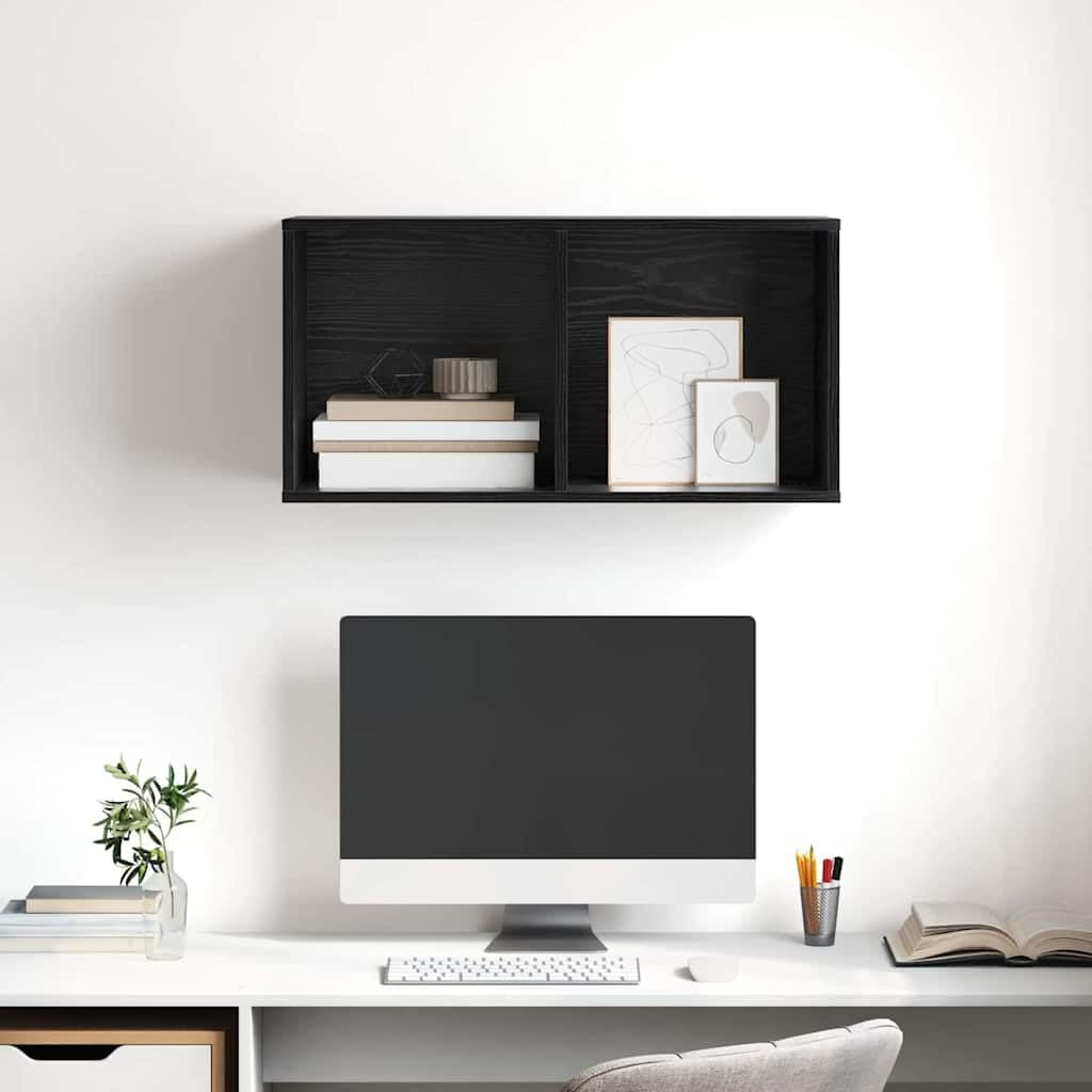 Zestaw szafek pod telewizor, montowana na ścianie, wygląd czarnego dębu, 37 x 37 x 72 cm, nowoczesny design, oszczędzający miejsce regał na media, trwały materiał drewnopochodny, uniwersalny
