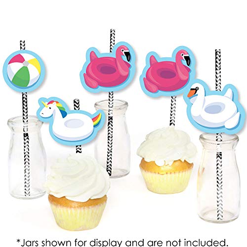 Set de 24 pajillas de papel multicolor para fiesta de piscina miniatura 4