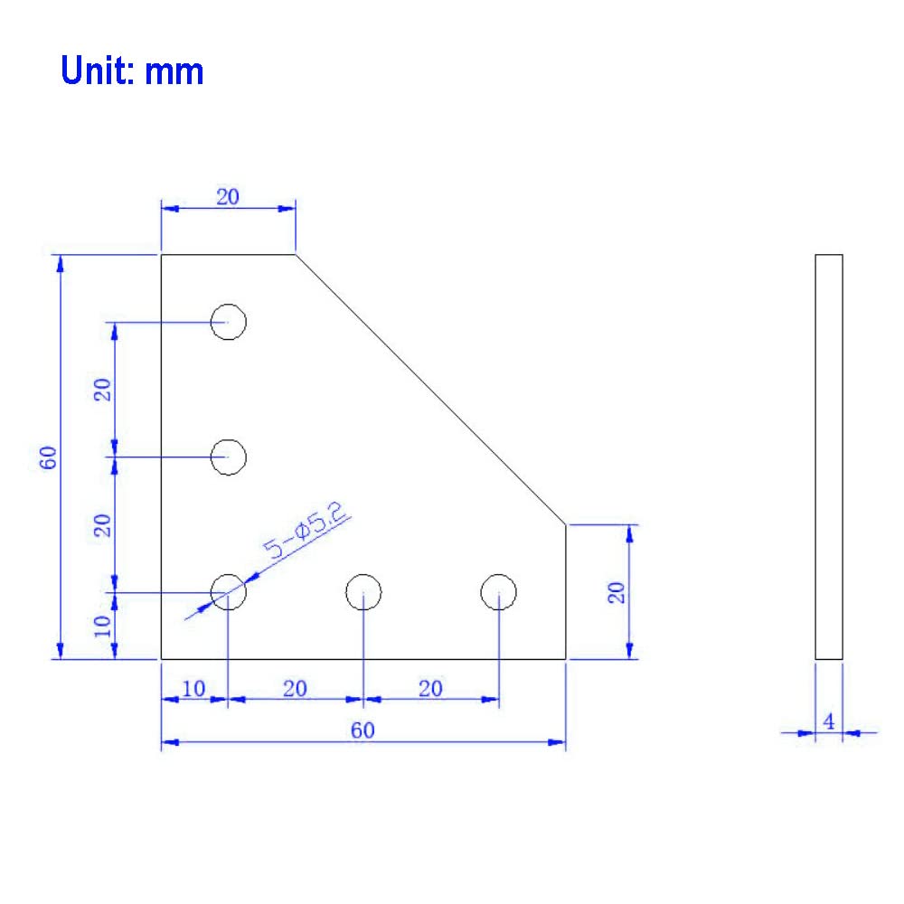 Yeebyee 2020 Corner Bracket Plate L Shape 5 Hole 90 Degree Outside Joining Plate with M5x8mm Screws and T-Nuts for 20 x 20mm Series Aluminum Extrusion Profile,8pcs/Pack (Silver-2020 L Shape) - Image 3