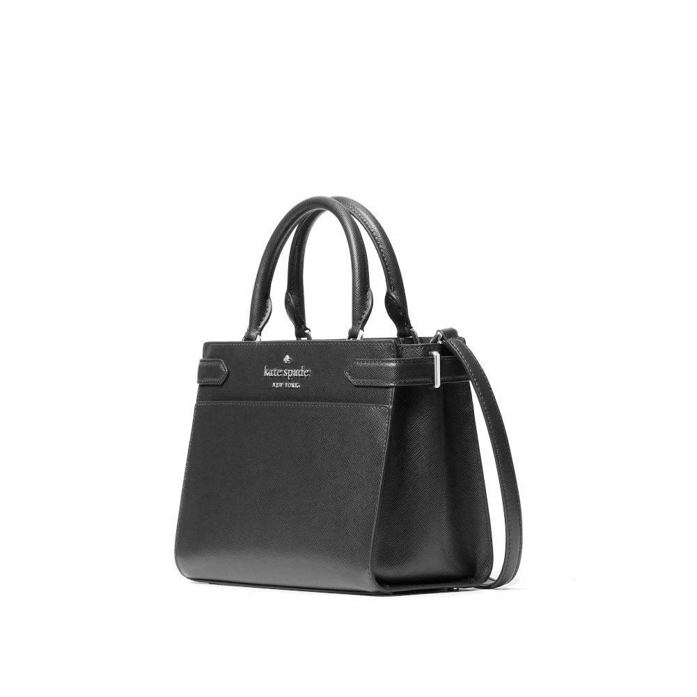 kate spade new york Staci Small Saffiano Leather Satchel Bag in Black