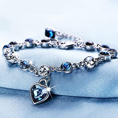 CXWK Bracelets en Zircon en Cristal Bleu Blanc de Mode pour Les Femmes Titanic Romantique de Bracelets de Coeur d'océan Bijoux de Mariage Cover