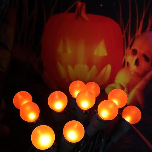 Miniatura 4 de Solduce Guirnalda de luces de Halloween de 50 luces LED G15 de vidrio con certificación UL, para uso en interiores y exteriores, decoración de