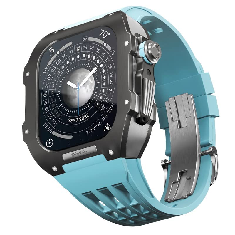 Bracelet caoutchouc pour Apple Watch 45mm bleu de remplacement silicone