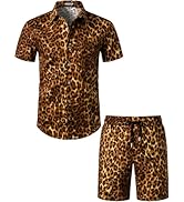 JEMITOP Men's 2 Piece Casual Cotton Stretchy Outfit Short Sleeve Button up Shirt and Shorts Set