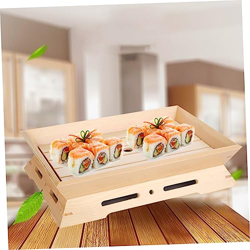 Bandeja doble cara estilo japonés para sushi de plástico beige miniatura 3