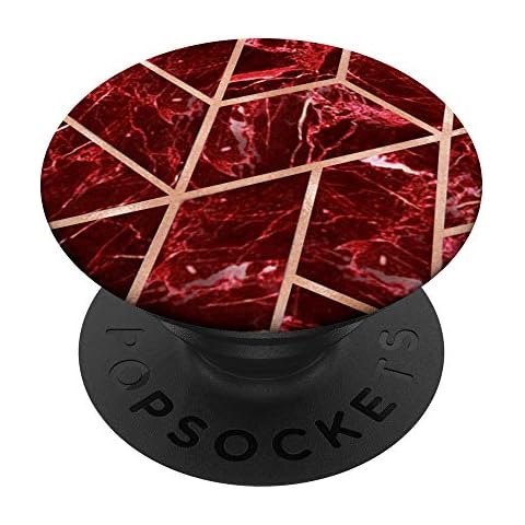 Red-Marble-Effect -Geometric-Pink-Rose-Gold-Effect-Design PopSockets Grip and Stand for Phones and Tablets Cover