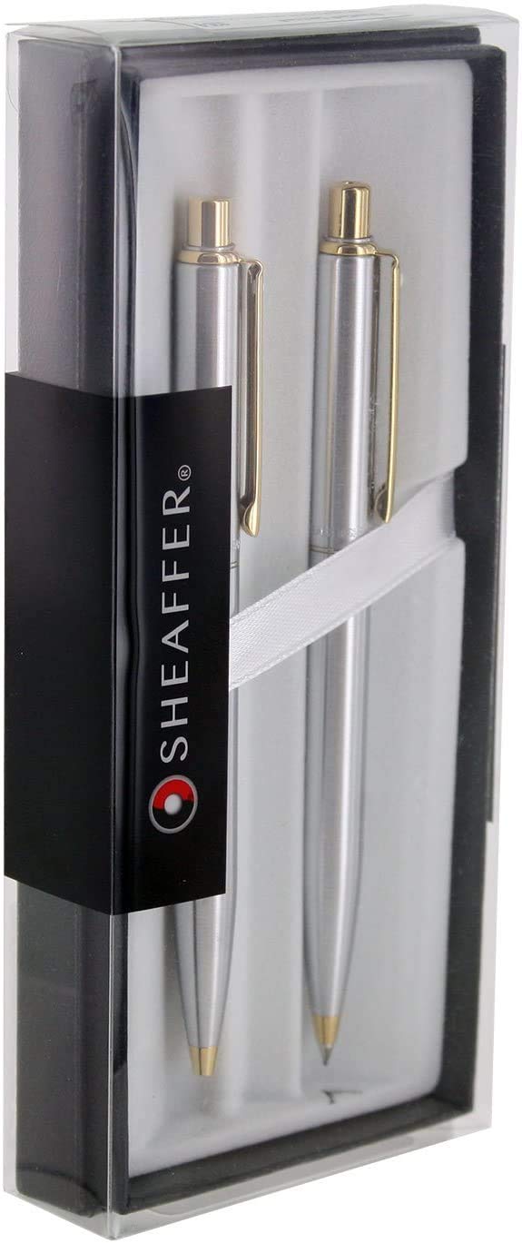 Sheaffer Sentinel Brushed Chromel Gold Tone Trim Ballpoint Pen & 0.7mm Pencil Set 95762 product thumbnail 5