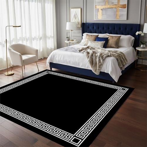 Tapete geométrico negro y blanco 61x61 cm lavable miniatura 2