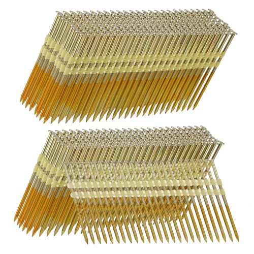 SITLDY 21 Degree Framing Nails 500 Count, 3-1/2-Inch x .131' Ring Shank, Full Round Head EG Galvanized, for Pneumatic Electric 20 to 22 Degree Framing Nailer