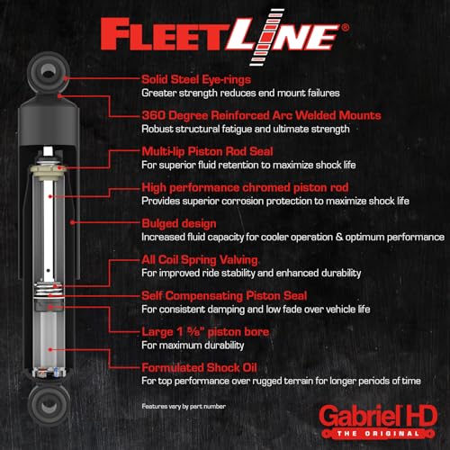 Image of Gabriel 85939 FleetLine HD Truck Rear Shocks Fits Hendrickson Trailer Suspension Systems Intraax AAEDL AAL AANL AANLS AANT AAZL; Timbren OEM# 19249, 19603, B-22312, B-24579 B-33314L