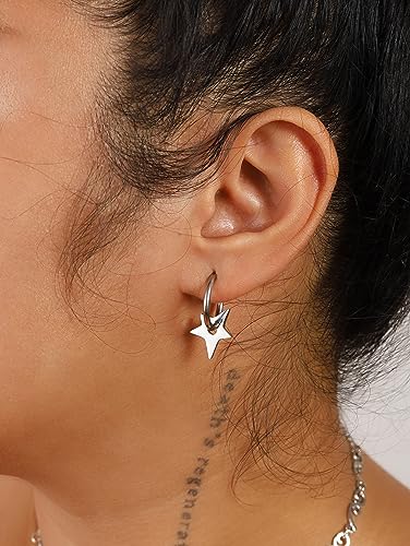 Sacina Star Hoop Earrings Y2k, Y2k Emo Punk Grunge Goth Earrings, Emo Jewelry, Christmas Jewelry Gift For Women2