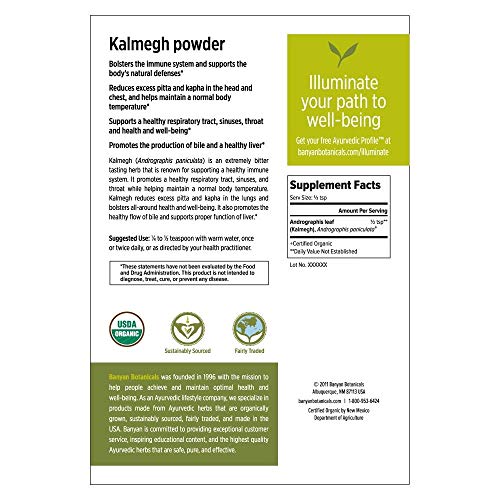 Banyan Botanicals Organic Kalmegh Powder - Andrographis Paniculata - 1/2 Lb - Bitter Herb For Immune Health And Respiratory Support*- Non-Gmo Sustainably Sourced No Additives Or Fillers Vegan #TOP1