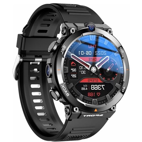 Reloj inteligente con tarjeta SIM 4G con pantalla redonda de 1,39 pulgadas y doble cámara - posicionamiento NFC, numeración personalizada, cuerpo ultra delgado - para teléfonos Android iOS