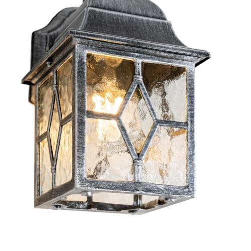 Farol de pared exterior rústico Qazqa Londres plata de aluminio y vidrio 2