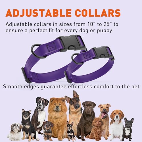 Image of Dogline Biothane Waterproof Dog Collar with Quick Release Buckle Strong Coated Nylon Webbing with Odor- Proof for Easy Care Easy to Clean Fits Small Medium Large Dogs, Purple 1 inch W 15-23 inch L
