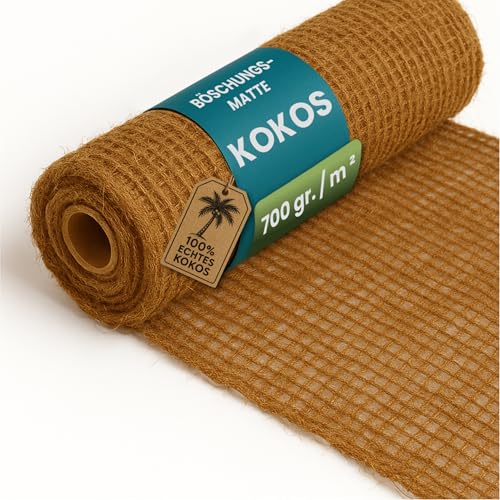 TeichVision Böschungsmatte Kokos 1,0 m breit – Verschiedene Längen/Kokosmatte als Ufermatte Teich/Böschungsmatte Hang/Kokosfasermatte 700 gr. /m ² (4 m)