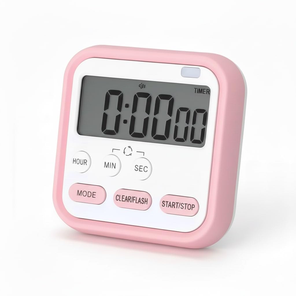 Multifunctional Digital Timer with Dual Alarm, Stopwatch, Magnetic Back with Kickstand, Comes with Large LCD Display, and Multiple Functions.-image-44