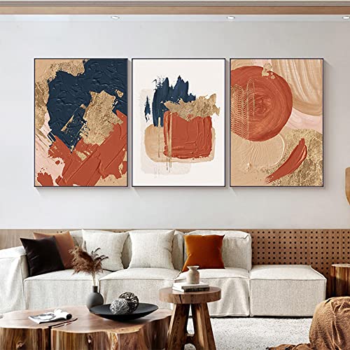 Affiches Mur Art Toile Abstrait Brun Marbre 20x30cm 3 Pièces Sans Cadre