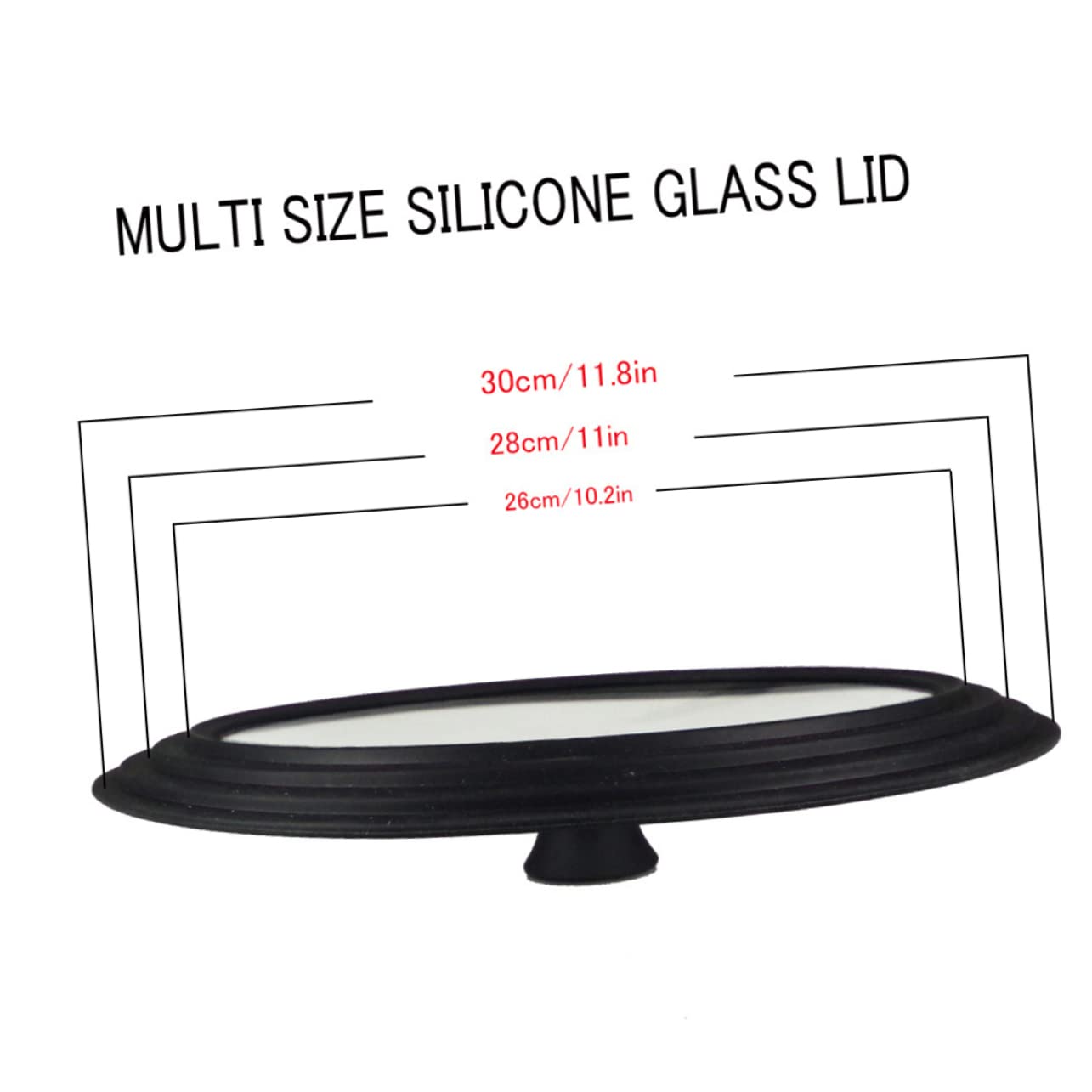 Couvercle de Casserole en Verre Trempé Noir 26 28 30cm
