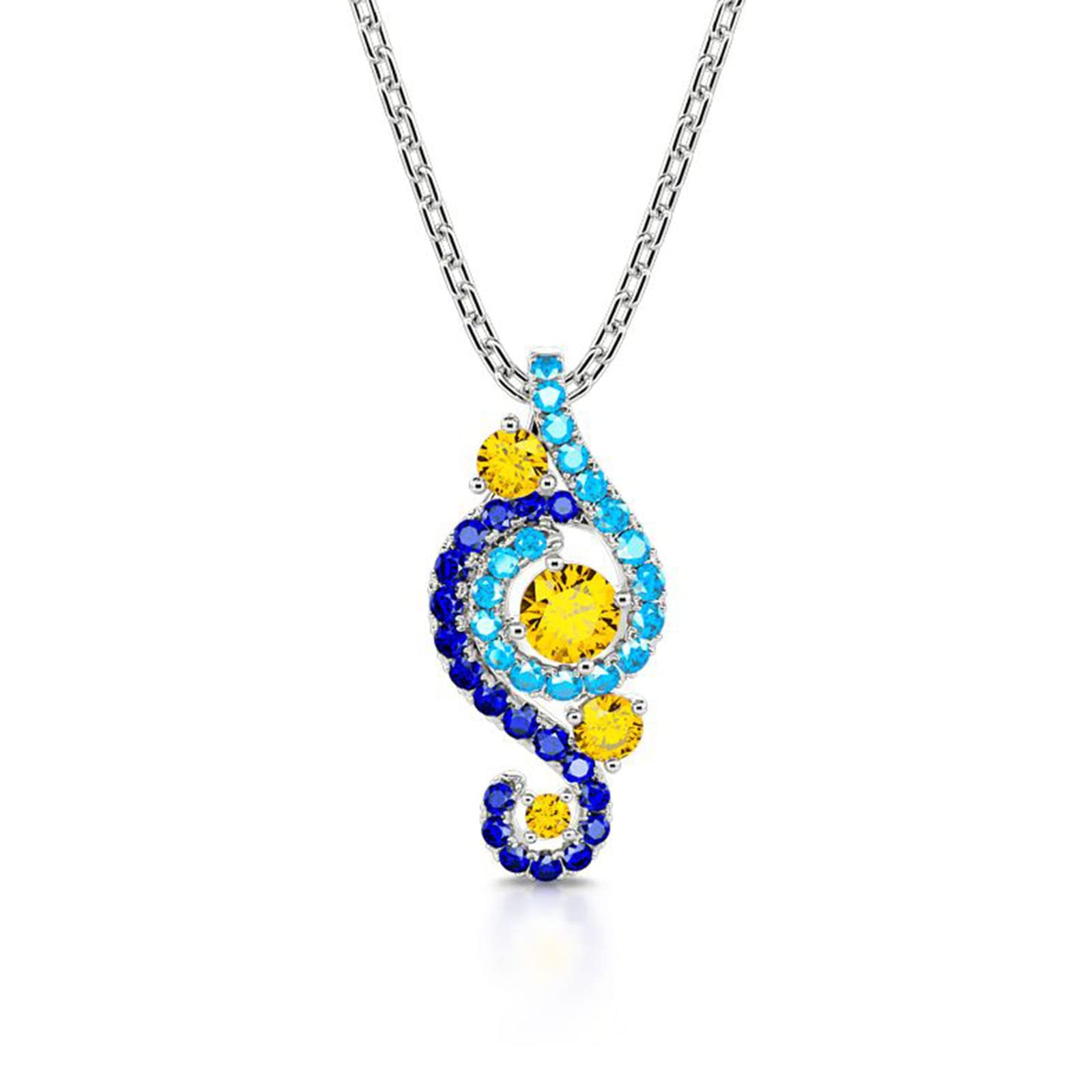 Jeulia "The Starry Night" & "Pure Night" Inspired Round Cut Sterling Silver Necklace Fashion Anniver