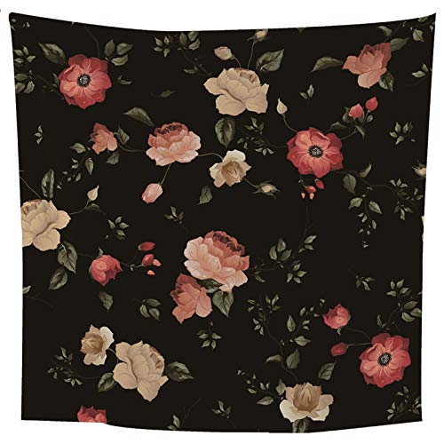 Tapiz de pared KnSam de poliéster premium con flores negro y rosa para salón 6